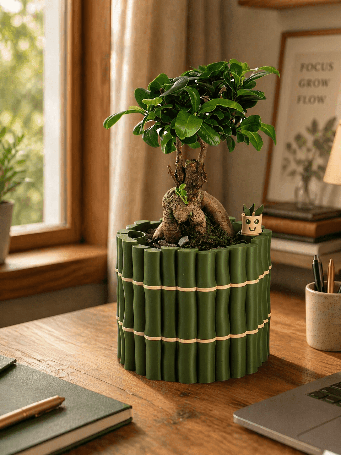 Кашпо Bamboo с автополивом и индикатором воды 1