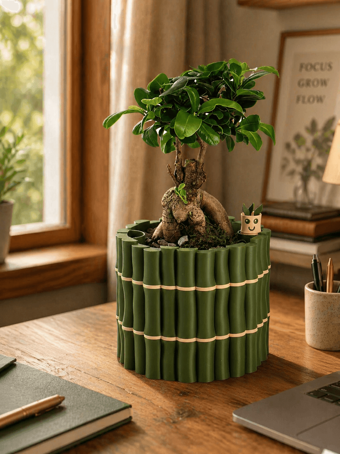 Кашпо Bamboo с автополивом и индикатором воды